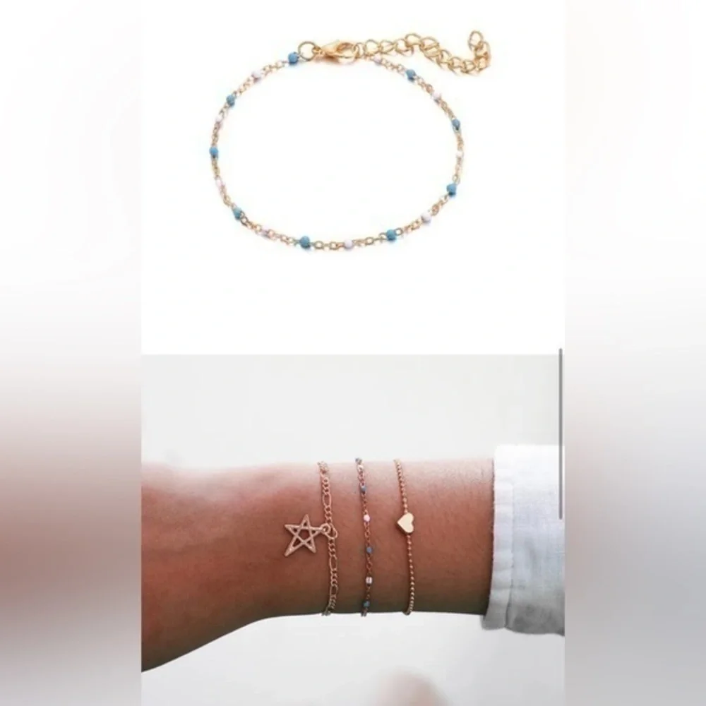 🆕 3 Set of Multi Layered Star/Heart Bracelets